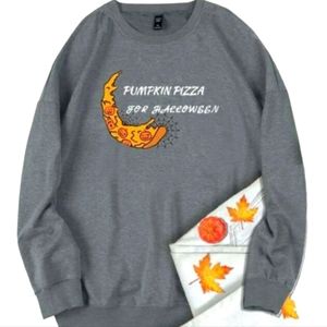 New Womens' Plus Pumpkin Pizza Sweatshirt sz. 1X